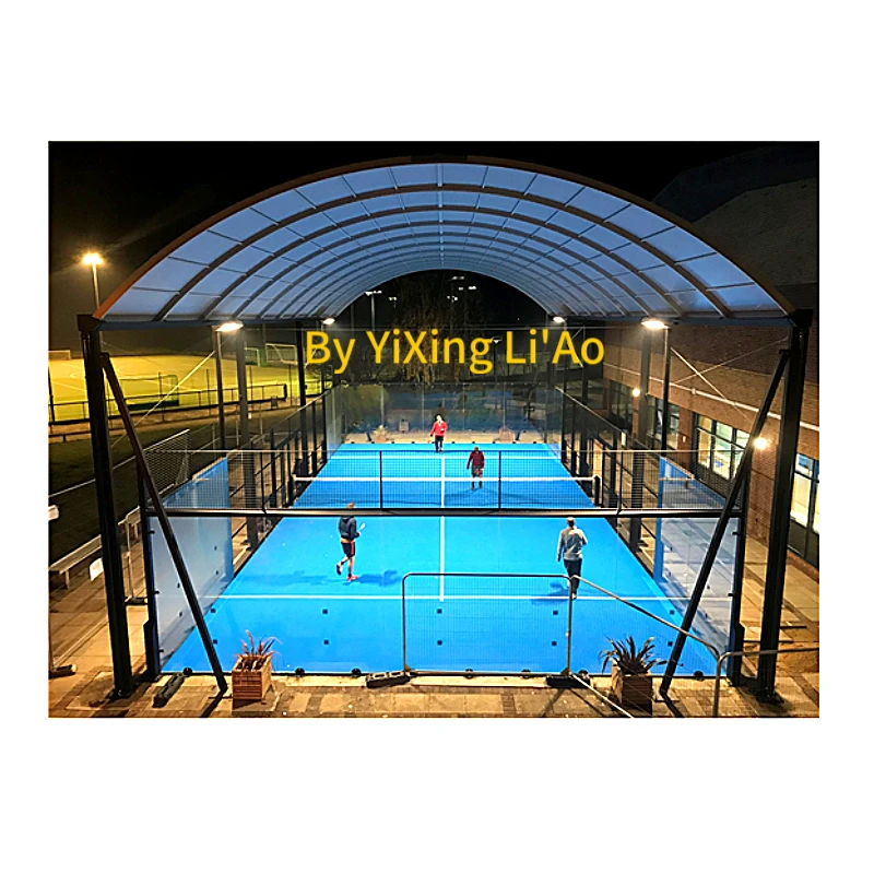 Chinese Golden supplier 3mm thickness galvanized poles panoramic padel court for tennis sport padel with roof or without