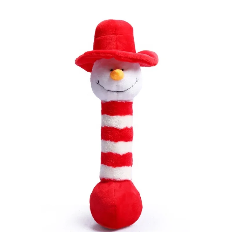 
Cheap Christmas Series Snowman Cane Plush Dog Toy with Squeaker Wholesale Dog Chew Toy 