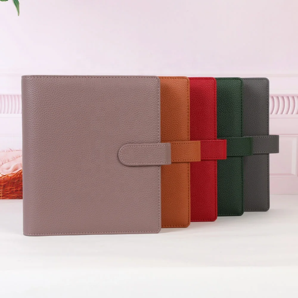 Hongbo Best Selling Custom 21-Colored Pebble Leather 35MM 6-Gold-Ring Bound A5 Planner Budget Ring Binder as Christmas Gift