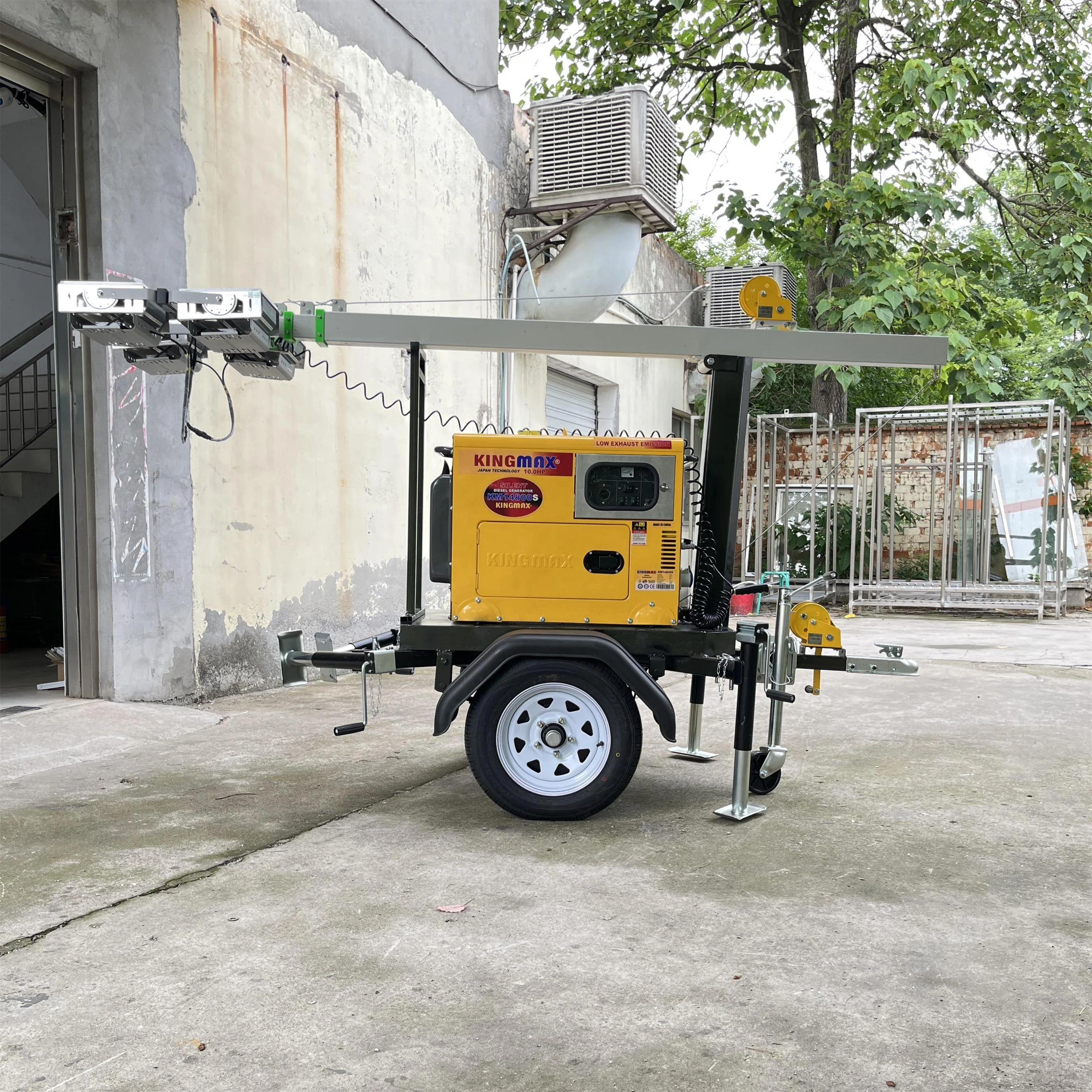 5KW Air Cooled Diesel 4*1000W Led Lighthouse Outdoor 7M 9M Towable Mobile Trailer Lighting Tower