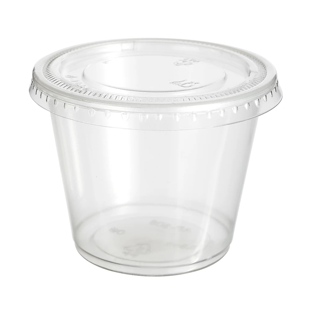 1 oz 2 oz 3 oz 4 oz 5.5 oz disposable sealable plastic jelly cup transparent ps pp sauce cup with lids