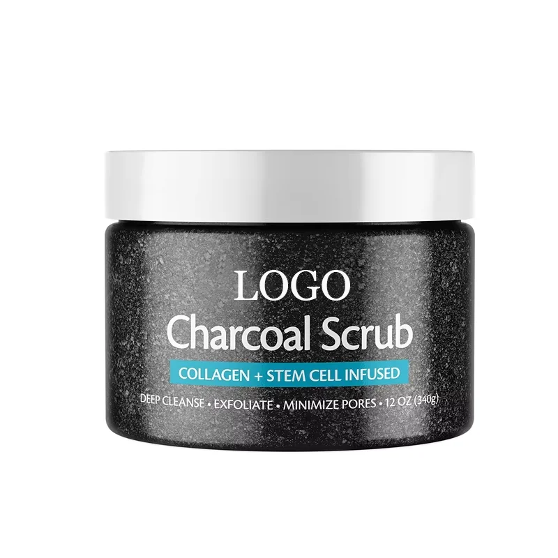 Factory Private Label  Charcoal Exfoliate Dead Skin Dead Sea Salt Body Scrub