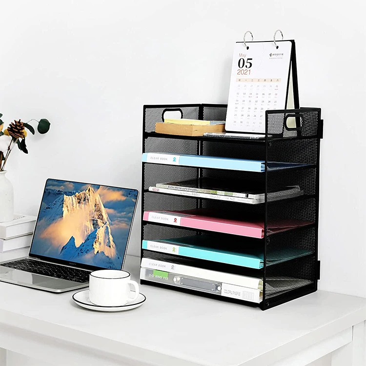 Simple multi-layer desktop file storage rack office file storage rack with handle can be moved