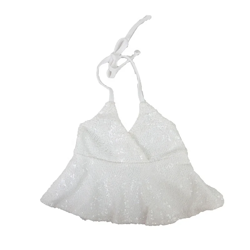 Летняя повседневная детская футболка R1 с принтом для девочек, детский жилет для девочек, детские топы на молнии с блестками и воротником-халтером