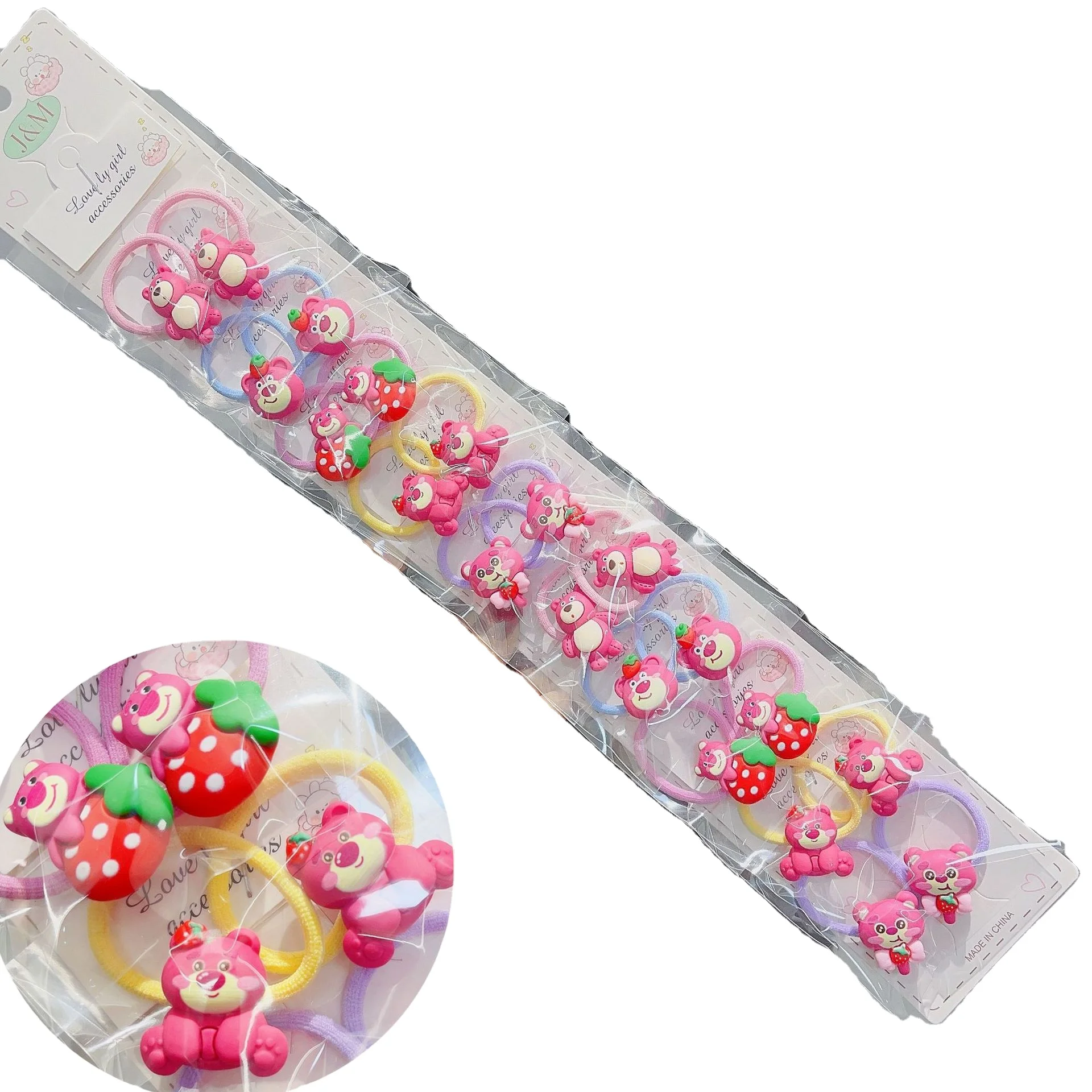 Girl cartoon cute hair clip 10 Pairs each set Pink bear flower fruit Kuromi Mymelody hair rope Children Hair Accessories