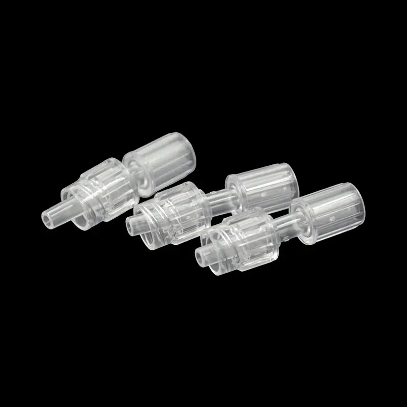 Undetachabe Rotating Male Luer Lock One Way Connector With Cover For OD 4.0mm Tube
