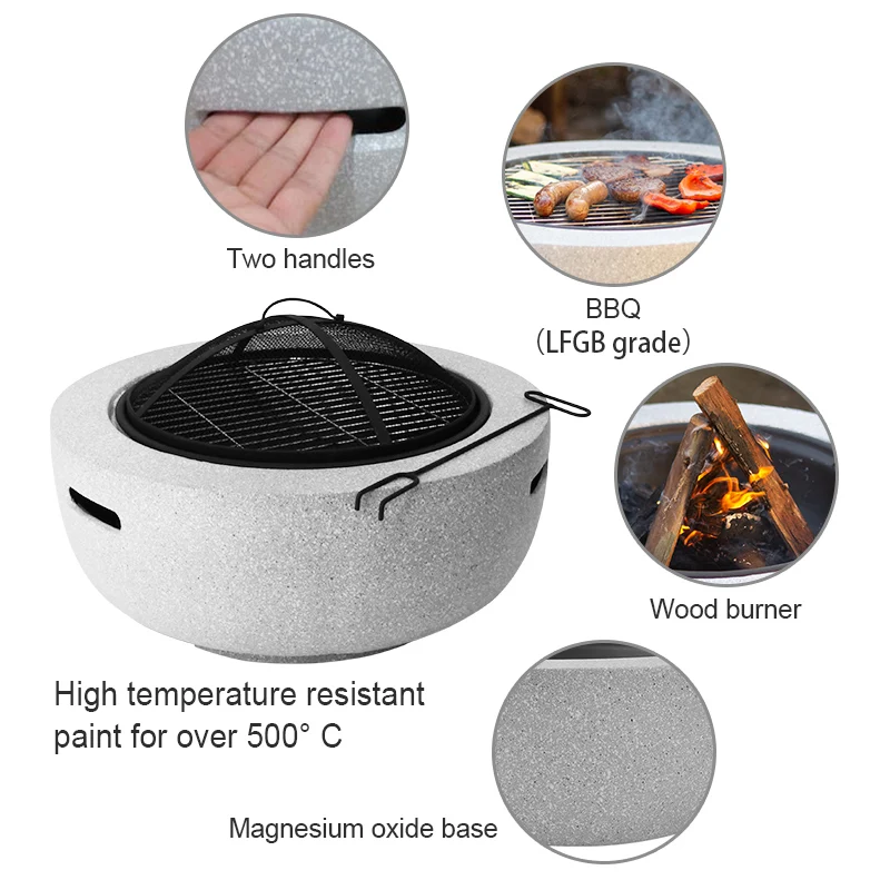 Esschert Design FF444 originality imitate cement concrete color smoke free fire pit outdoor fire pit stove