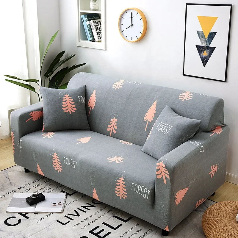 
Ready Made Sofa Covers Solid Printed Spandex Fabric Sectional Sofa Slipcovers Home Decor Couch Cover 