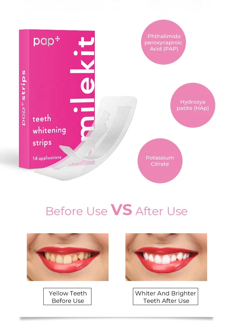 Non Peroxide Teeth Professional 100% Residue Free PAP Teeth Whitening Strips