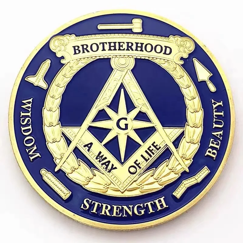 Masonic Eye of God Gold Plated Commemorative Coin Collection Brother Coin Meditation Sky Eye Colored Metal Challenge Coin