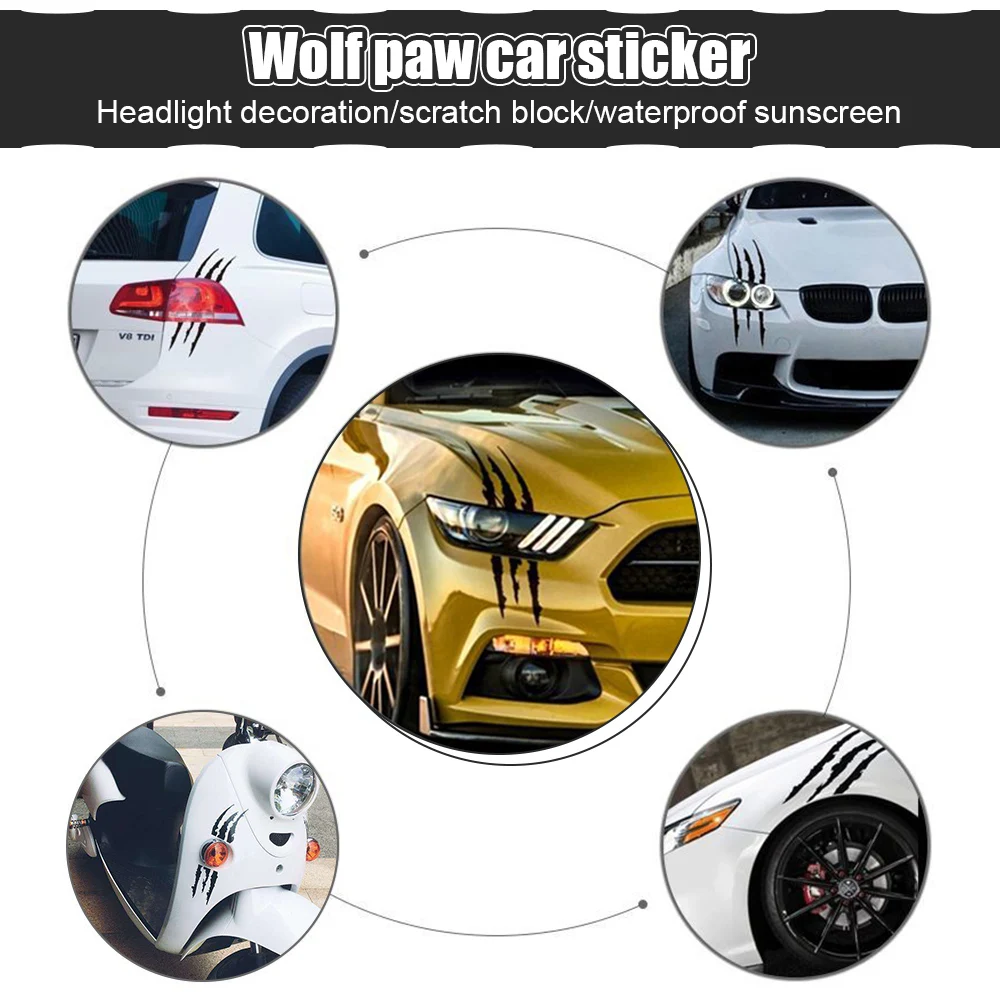 Car Decals,  Waterproof Decoration Headlight Decal Claw Mark Stickers For Cars//