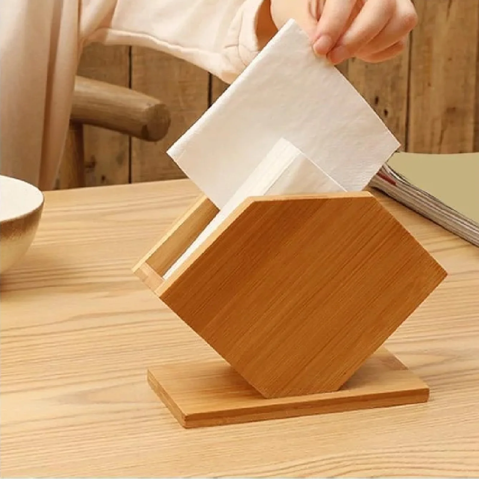 bamboo paper tissue container creative home tissue napkin holder for table new design