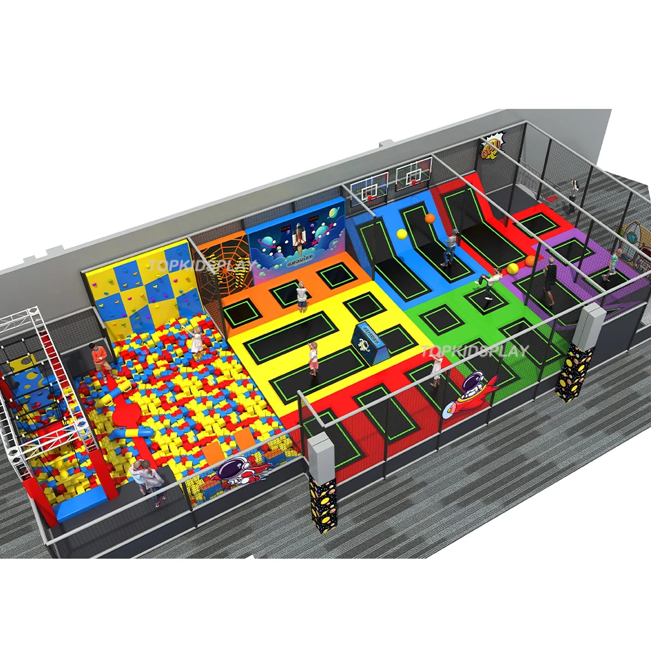 Design Rectangular Fitness Bed Jumping Bungee Trampoline Good Elasticity Professional New Park Indoor Custom Unisex Indoor Play