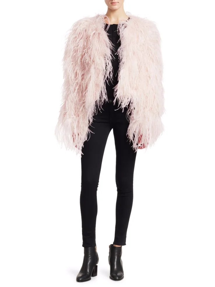 YR1113 Factory Direct Winter Ostrich Feather Fur Coat for Women