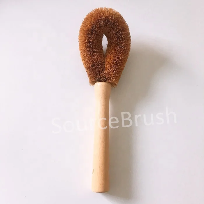 Free Plastic Natural Kitchen Bamboo Brush Long Tampico Fiber Dish Cleaning Coconut Fibre Brushes