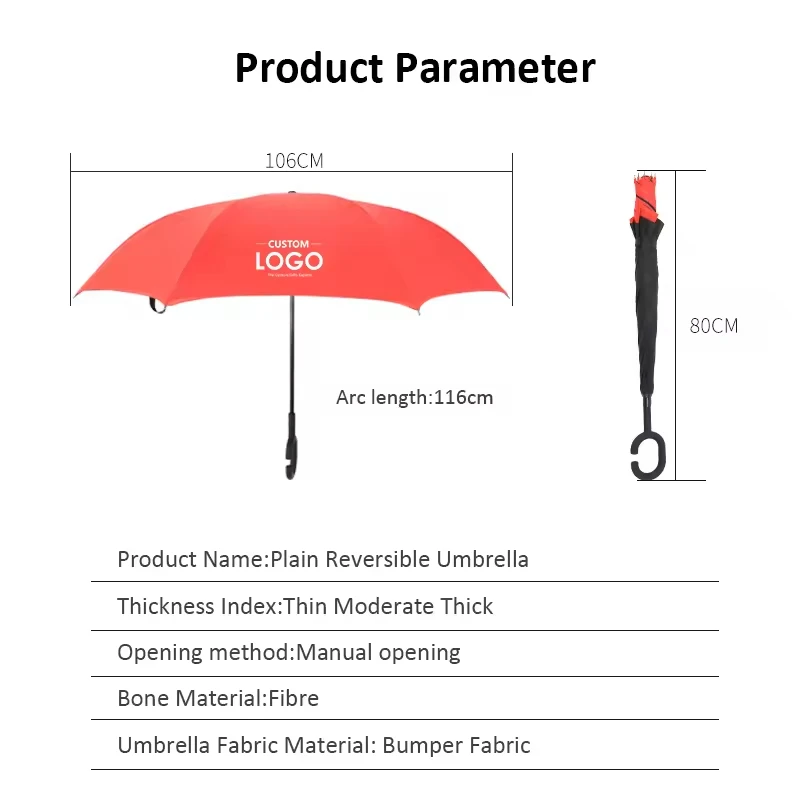 Wholesale Custom Outdoor Sunny Uv Rain Parasol Multifunction Car Reverse Umbrella Creative Strip Pattern C Type Handle Umbrellas