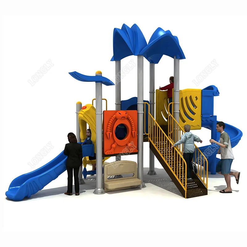 High quality modern kids outdoor playground set with transparent tunnel