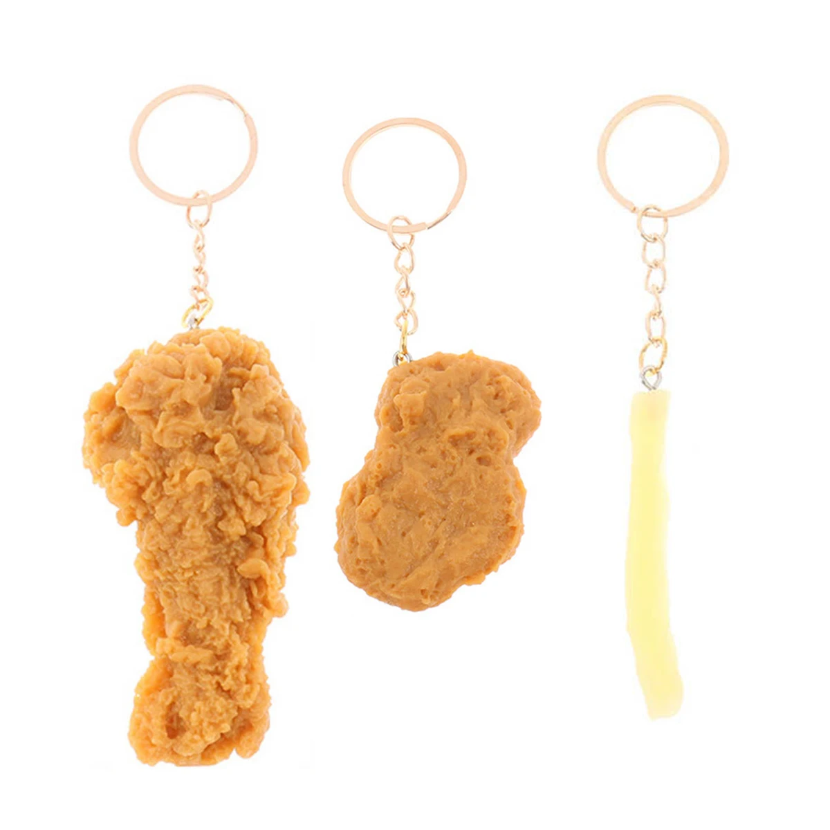 Simulation fried chicken keychain food model fun fried chicken wings keychain bag ornaments wholesale