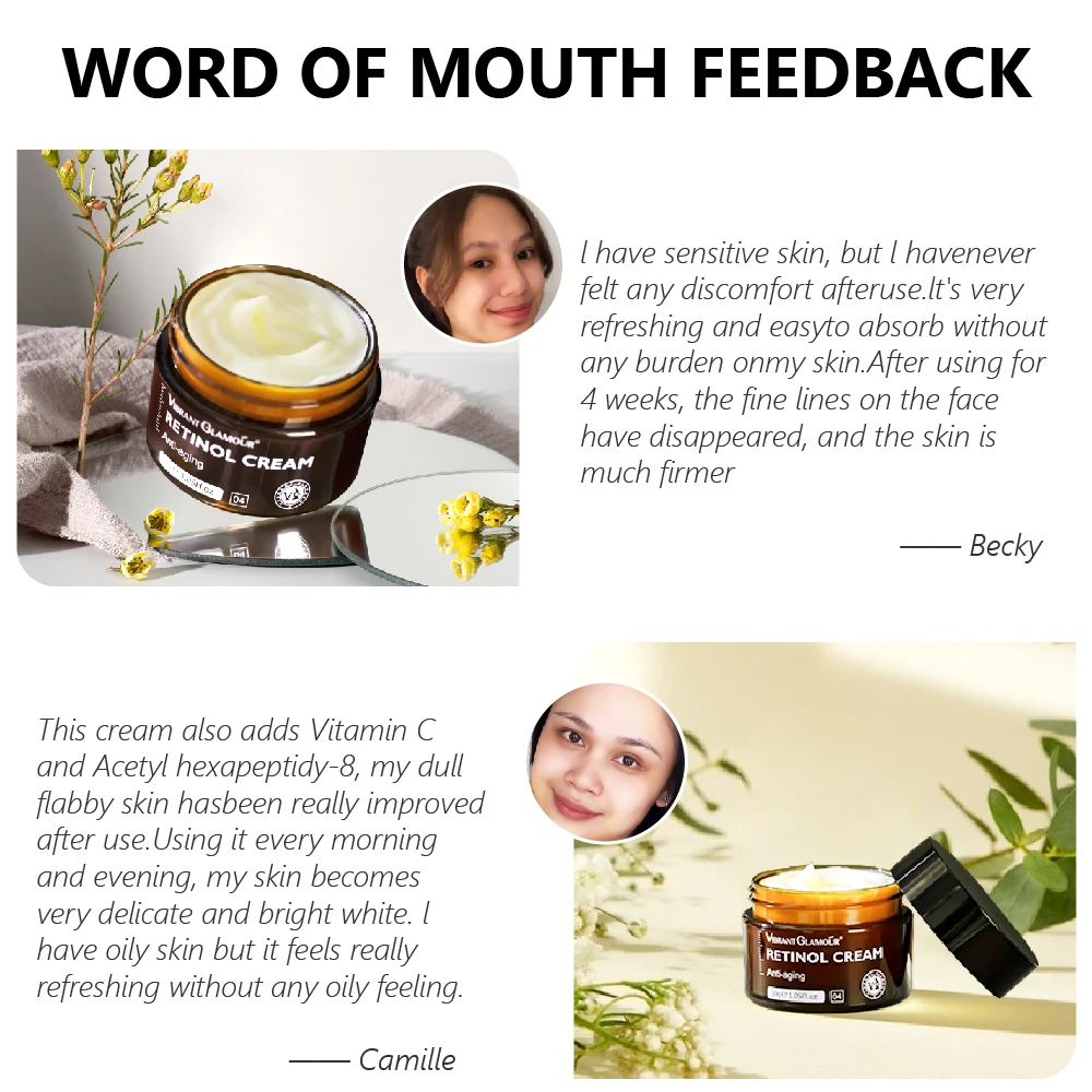 VIBRANT GLAMOURRetinol Face Cream Anti-Aging Remove Wrinkle Firming Lifting Whitening Brightening Moisturizing Retinol Cream