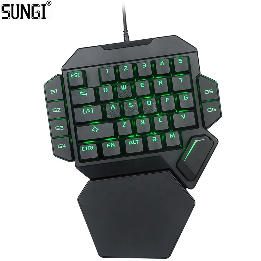 RGB One Handed Mechanical Gaming Keyboard Colorful Backlit USB Wired Single Hand Mechanical Keyboard with Wrist Rest Support