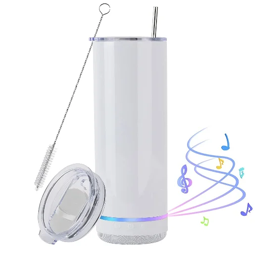 New design stainless steel 14oz/20oz blanks speaker tumbler sublimation music cup with lids