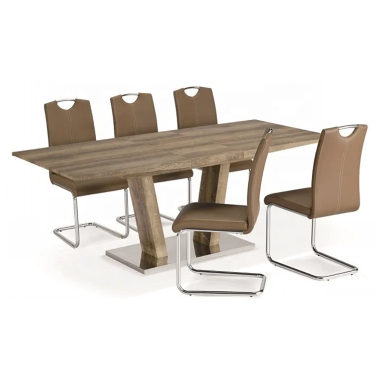 Dining Room Table Top MDF With Paper Extendable 10 Seater Wood Dining Table