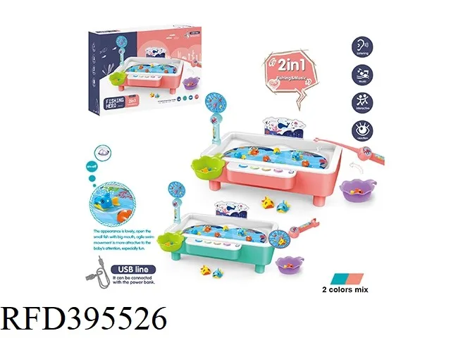 New Design 2 In 1 Cartoon Slide Penguin Game B O Fishing Toy