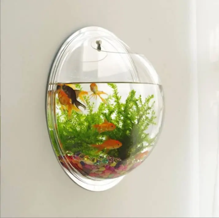 Manufacturer Custom OEM/ODM Popular Creative Clear Acrylic Hanging Fish Tank Wall Mounted Clear Acrylic Flower Pot Decoration