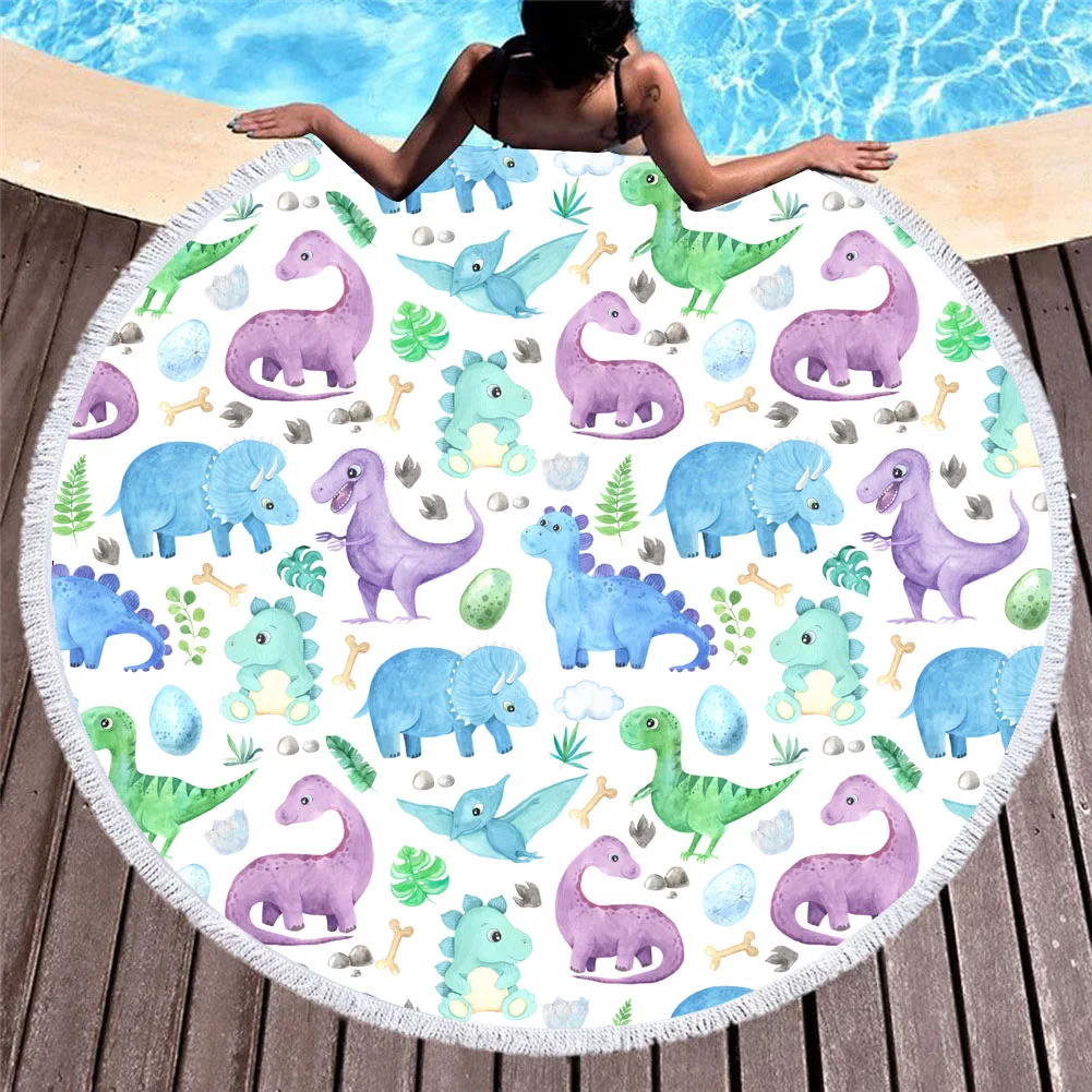 Hot Selling Custom Print Round Microfiber Blanket Travel Fast Dry Large Beach Towel With Tassel For Summer Beach
