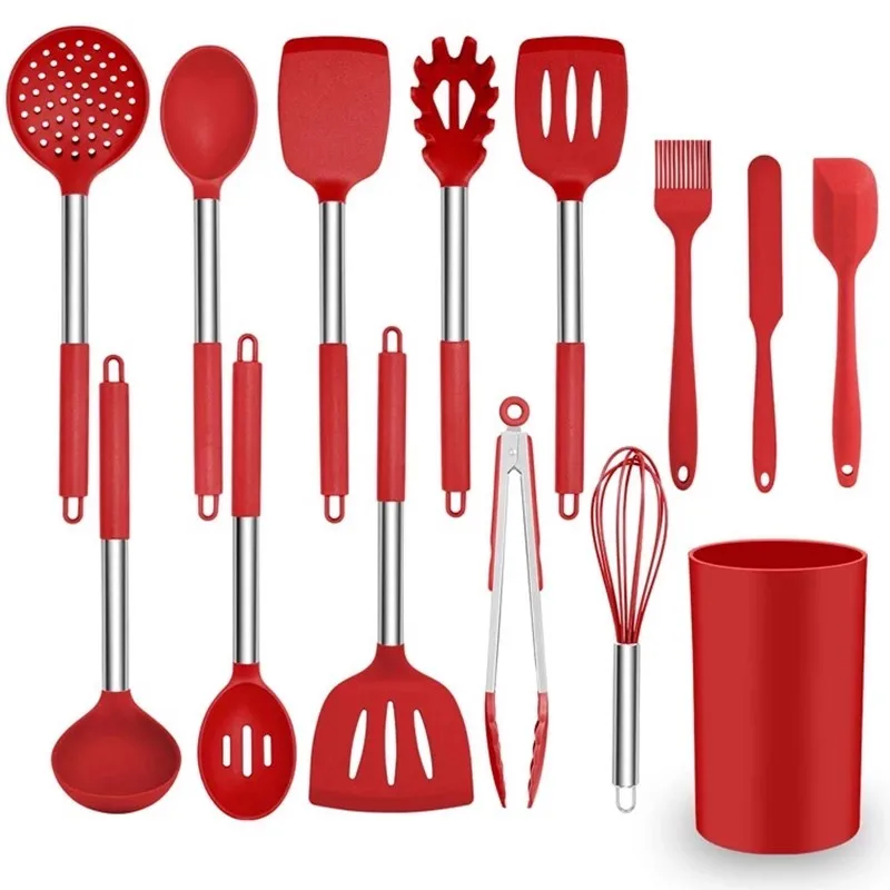 Top Selling Kitchen Utensils Accessories Stainless steel Silicone Suit 14 pieces Spatulas kitchenware set