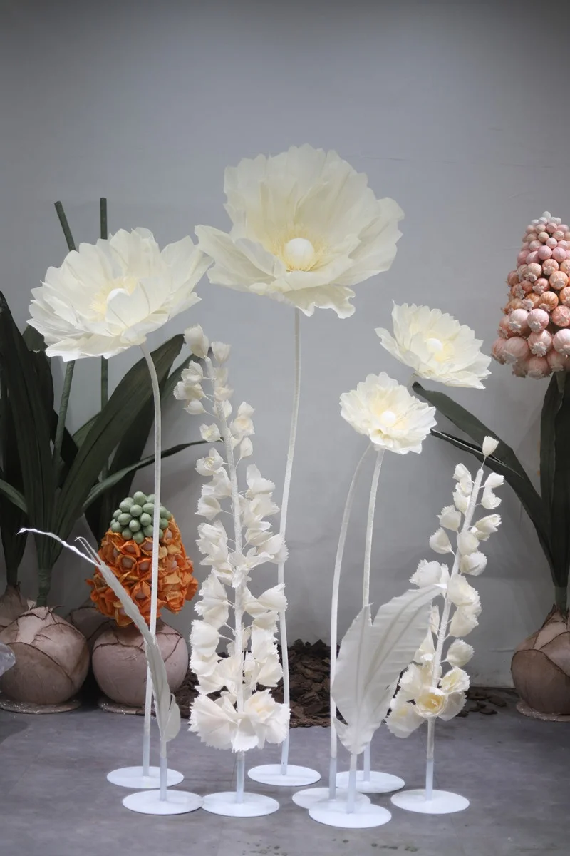 A-GF03 Giant Standing Silk Organza Flowers Big High Quality Rose Peony Poppy Flower Backdrop For Wedding Event Party Decoration