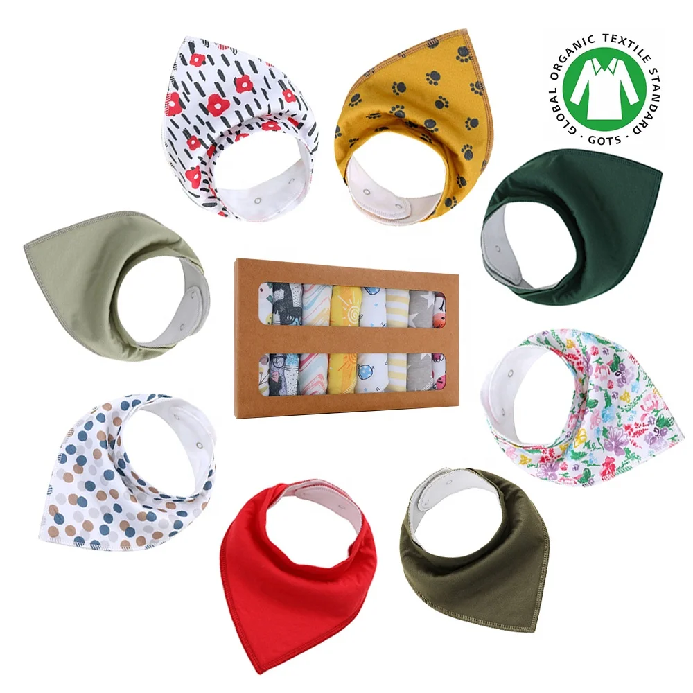 Double Sided Material 100% Cotton Baby Bandana Drool Bibs