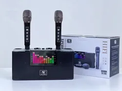 YS208 Powerful Wireless Speaker Dual Microphones RGB Disco LED flash light Subwoofer Bass Stereo Big Sound Party Karaoke