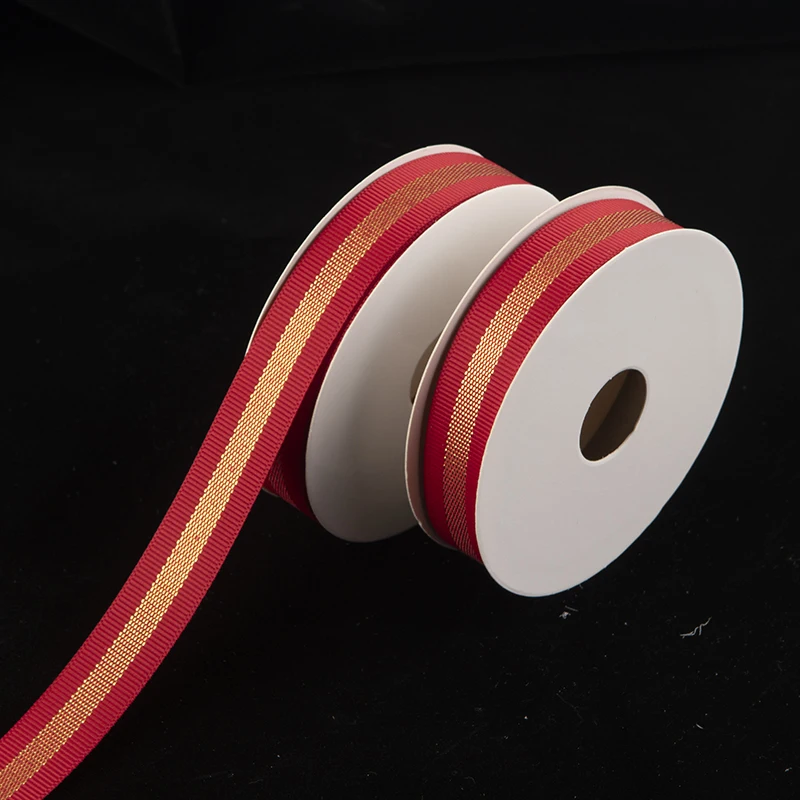 Wholesale 16mm*3Y New Glitter Grosgrain Edge Polyester Ribbon Double Face RIBBONS for Gift Box Packing