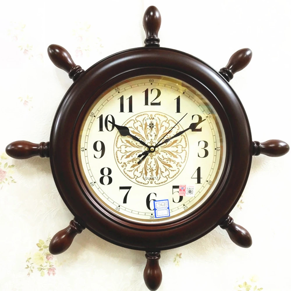 Manufacture Of Antique Design Wooden Silent Nautical Anchor Ship Steering Wheel Clock Wooden Ship Wheel Clock Farm Home Wall Dec