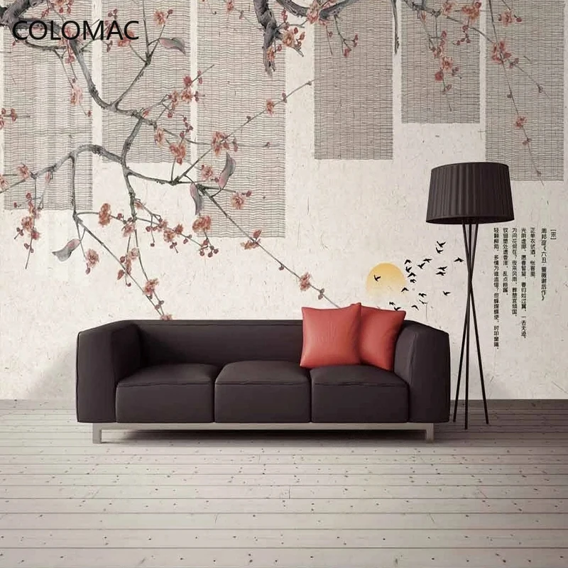 Peel And Stick Wallpaper For Walls Chinese Style Plum Blossom Elegant Ink Landscape Art Home Decoration Bedroom Painting Murals