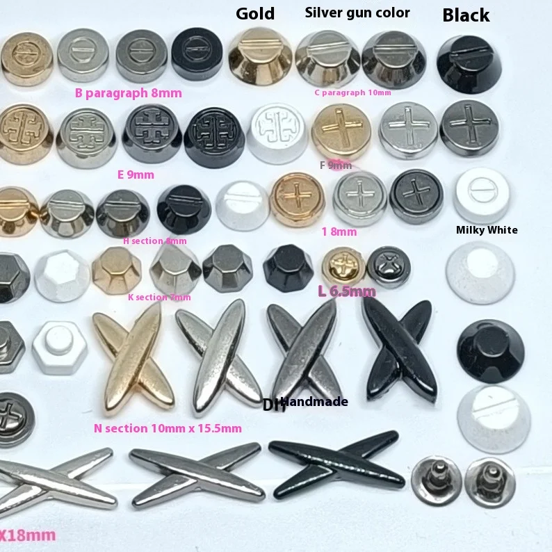 One-Line Cross Rivet Metal Rivets for Garment Shoes Hats Leather Goods Packaging Accessories