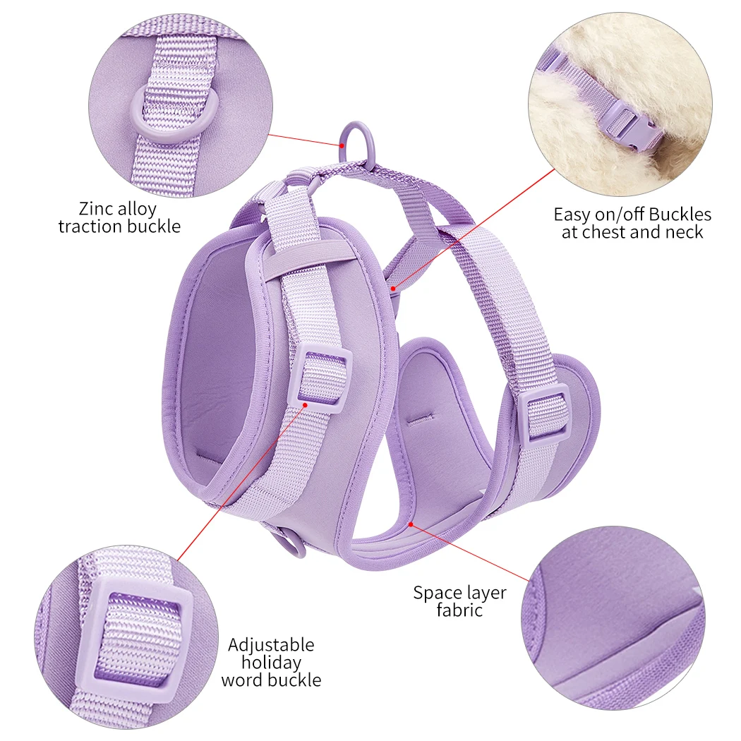 Logo Custom Luxury Waterproof Neoprene PVC 3 in 1 Pet Walk Kit Dog Harness Set Adjustable Soft PVC Dog Leash and Collars Set