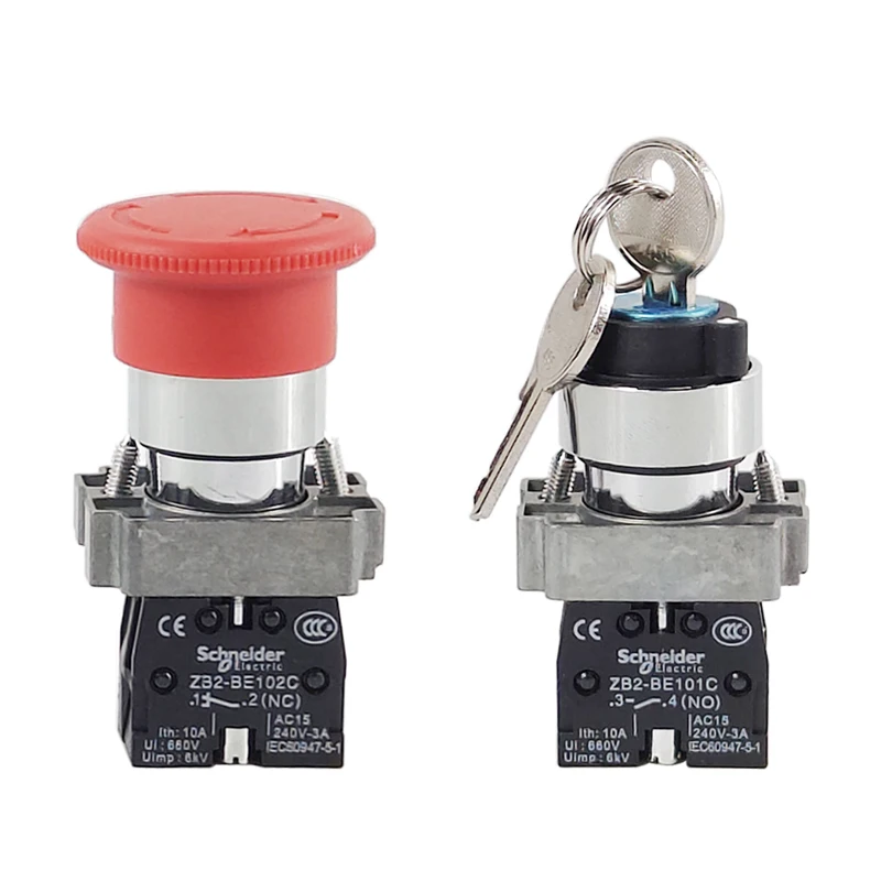 Hunst Emergency Stop Button NC Key Switch NO AC15 10A for CO2 Laser Engraving Cutting Machine