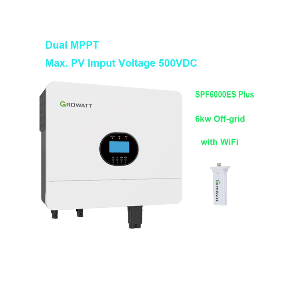 Popular Growatt SPF6000ES Plus 6KW Dual MPPT Off-grid Inverter with WiFi for Solar Energy Storage System