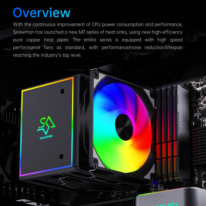 SNOWMAN 2023 NEW Design High Performance CPU Cooler 6 Pipes Universal  LGA 2011 1366 1200 1700 115X AM5 AM4 CPU Cooling Fan