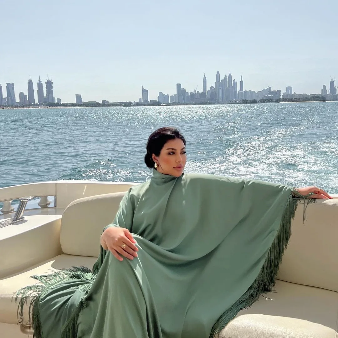 Colorful Muslim Women Batwing Sleeve Tassel Kaftan High Fashion Muslim Evening Wedding Dress Abaya Women Muslim Dress