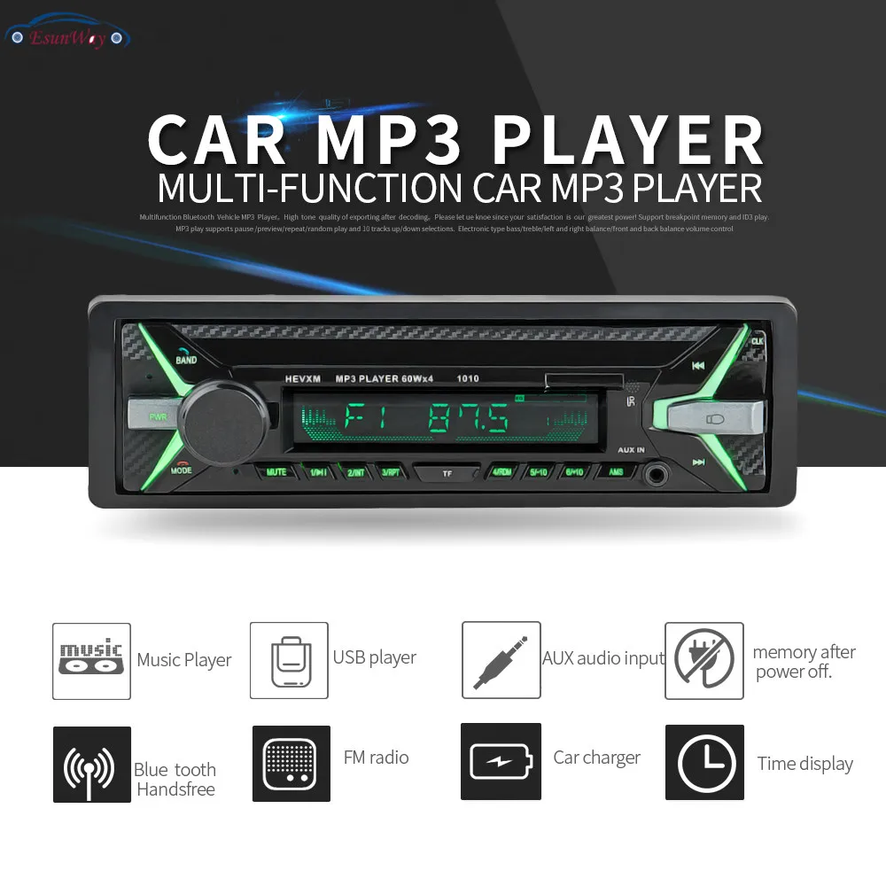 
12V Radio Auto Car Radio 1DIN Stereo Audio MP3 Player FM Radio Receiver Support Aux Input SD USB MMC Removeable frame 