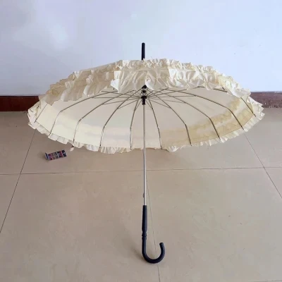 19 Inches Woman Pagoda Parasol Wedding Umbrella with Large Lace