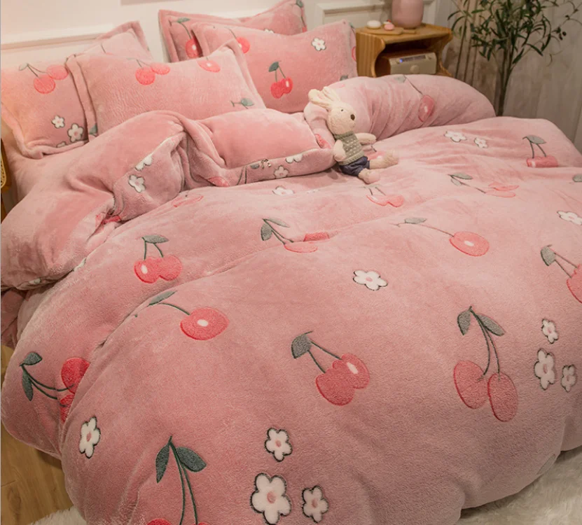 Комплект теплого постельного белья из пушистой флисовой ткани, фланелевый пододеяльник, простыня, наволочка для кровати