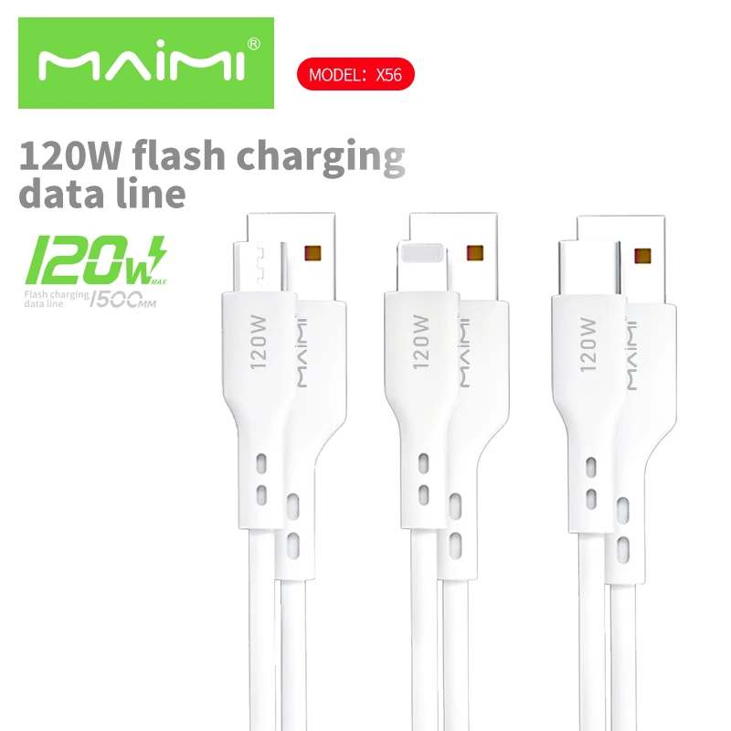 Maimi USB cable 1M 1.2M 1.5M for smart phone fast charger  micro ios type-C Three interfaces Data cable wholesale factory