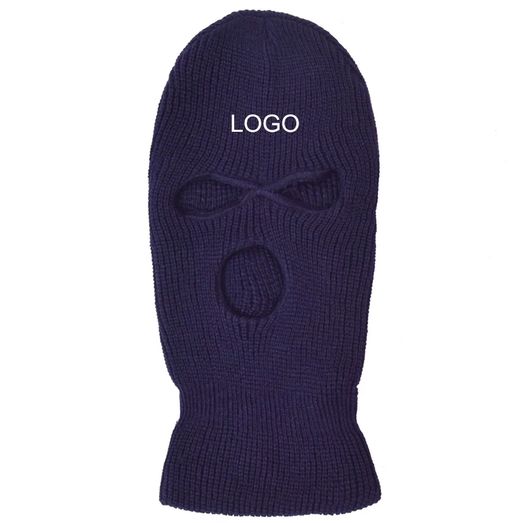 Wholesale custom 3 holes high quality knitted face occlude skull ski mask beanie black pink balaclava
