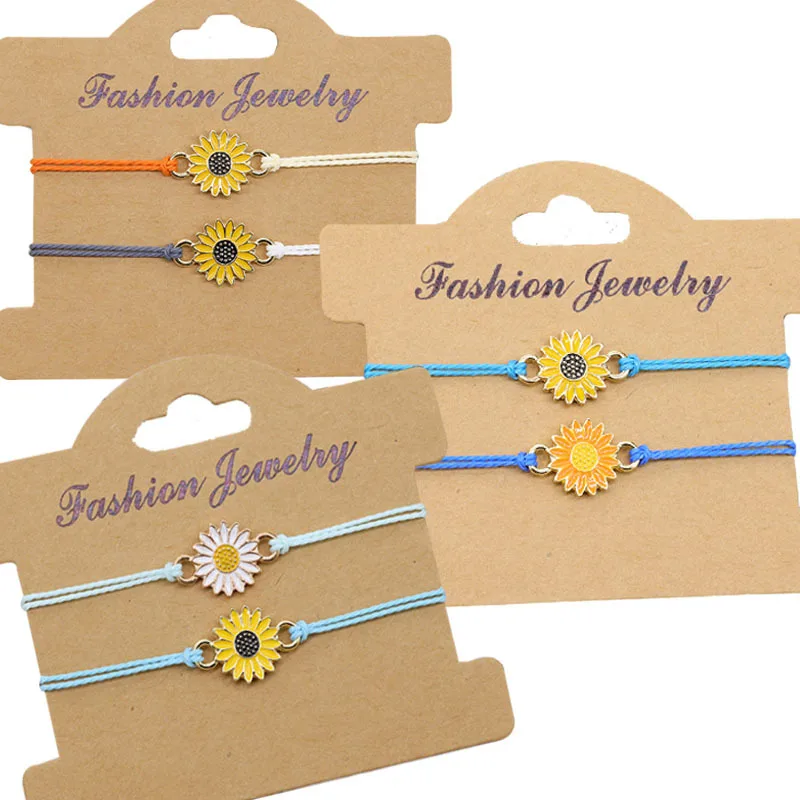 2024 fashion charm new sunflower Daisy bracelet wax thread woven chrysanthemum pop bracelet  en acier inoxydable card set homme