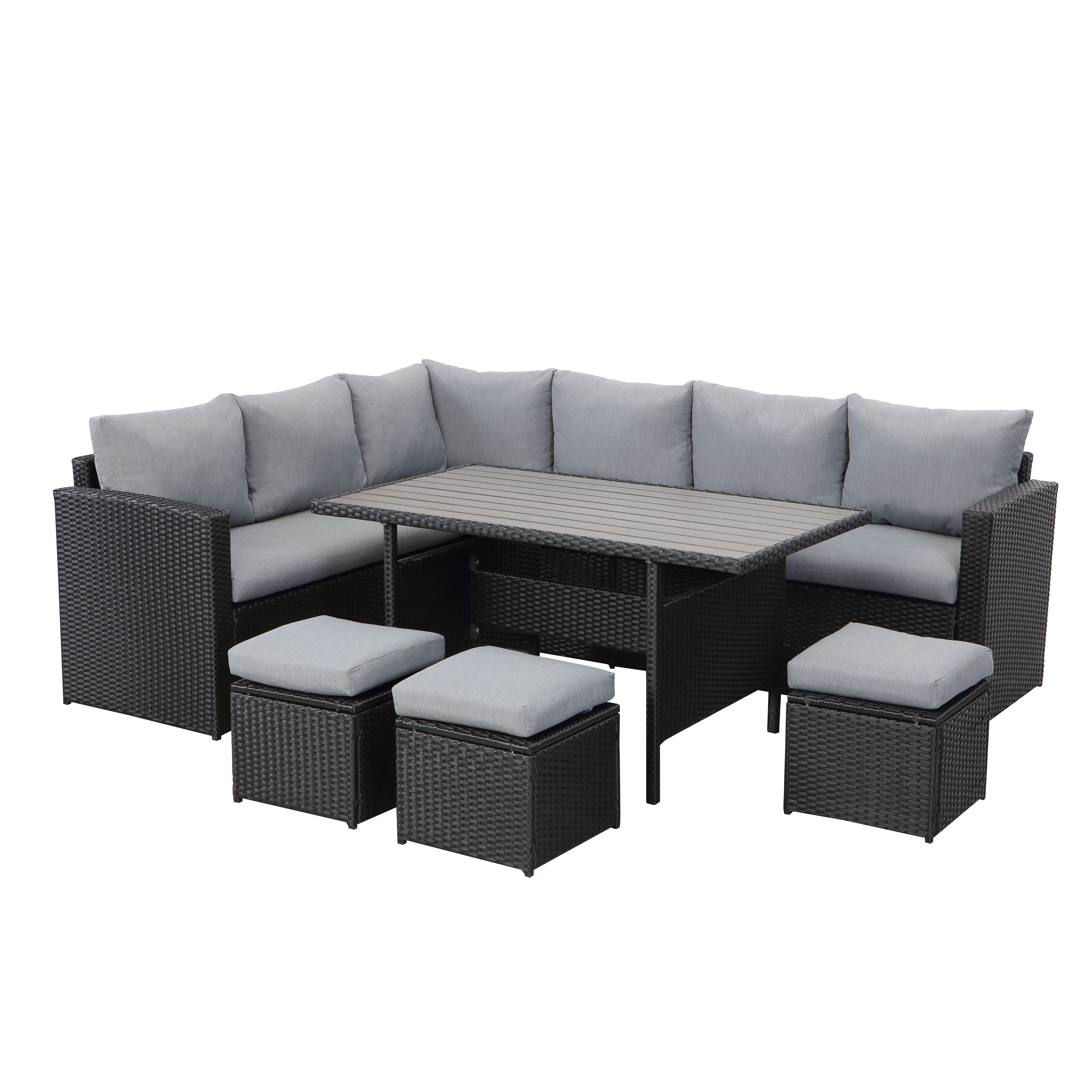 
Garden Set Sectional Sofa Furniture Outdoor Dining Table and Sofa Set Hot Selling Luxury Rattan / Wicker Apartment Contemporary 