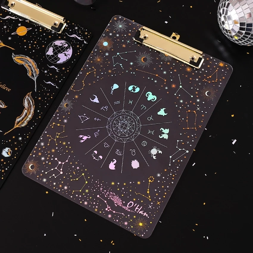  Зажим для письменной доски серии Starry Sky Детские канцелярские принадлежности A4 бумага акриловая подкладка шина прозрачные перья зажим